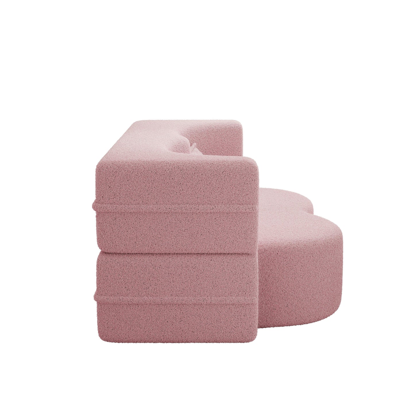 Canapé-lit convertible en tissu Teddy rose