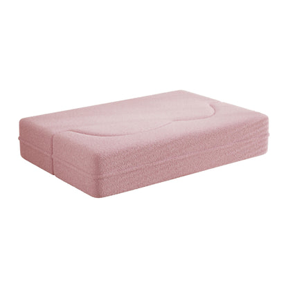 Canapé-lit convertible en tissu Teddy rose