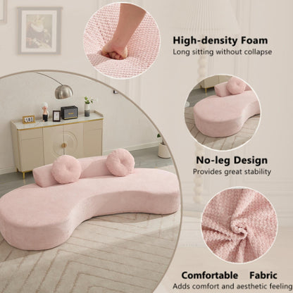 Canapé nuage en velours côtelé rose avec coussins