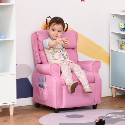 Fauteuil inclinable manuel rembourré pour enfants de 3 à 5 ans avec repose-pieds et 2 poches latérales