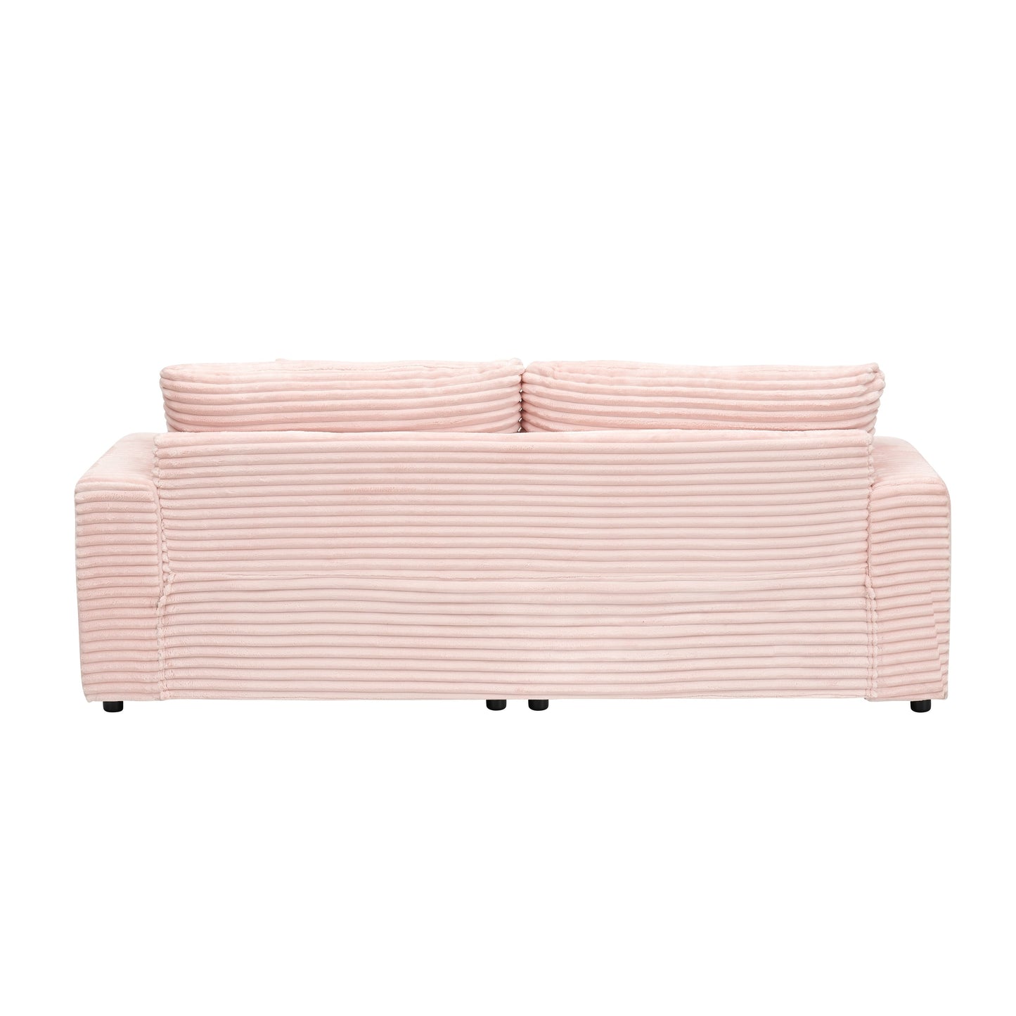 Canapé 3 places en velours côtelé rose moderne 79.3 avec 4 coussins assortis et coussin à ressorts individuel pour le salon