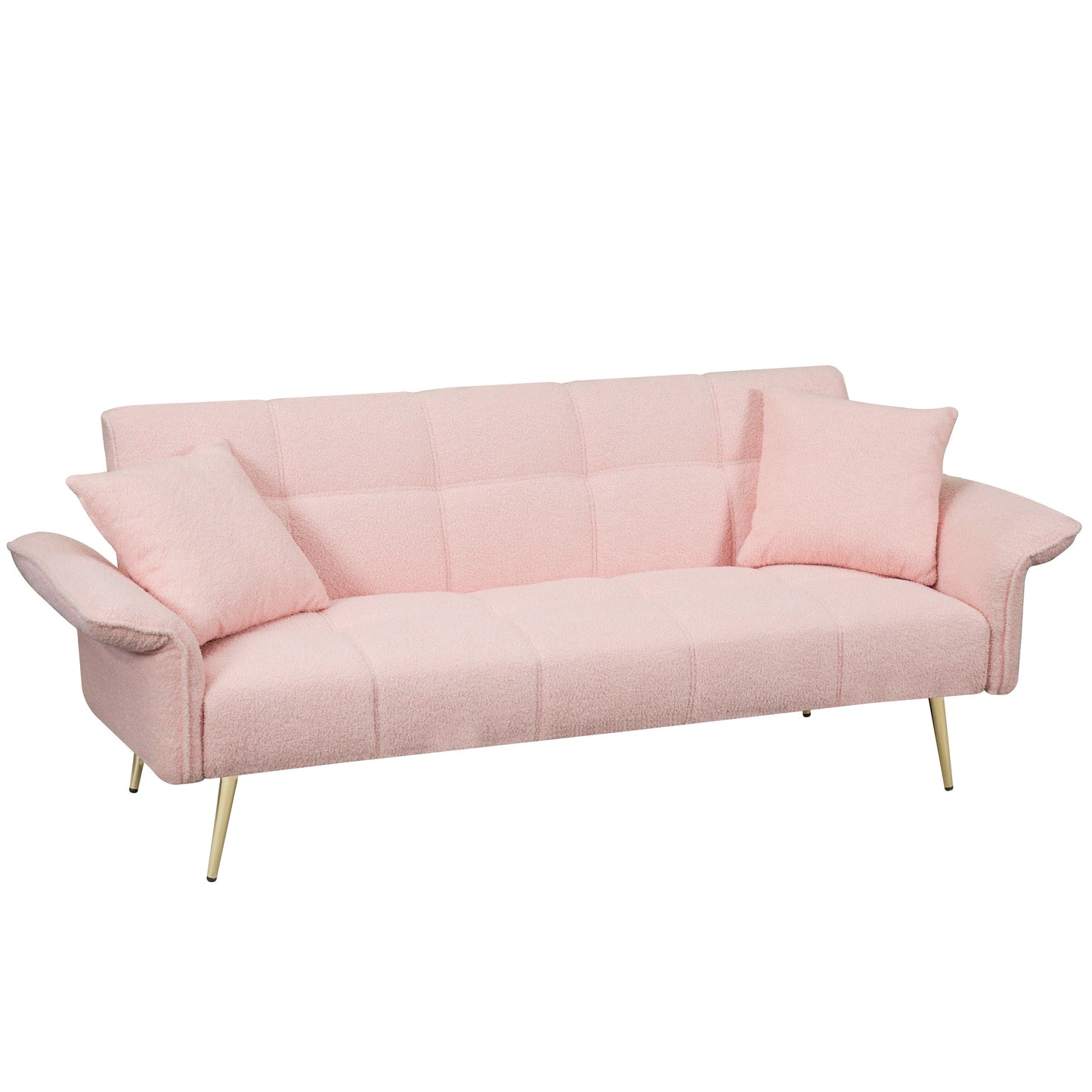 Canapé-lit futon convertible en polaire rose