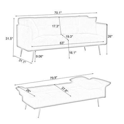 Canapé-lit futon convertible en polaire rose