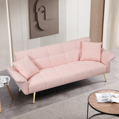 Canapé-lit futon convertible en polaire rose