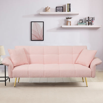 Canapé-lit futon convertible en polaire rose