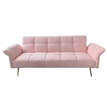 Canapé-lit futon convertible en polaire rose