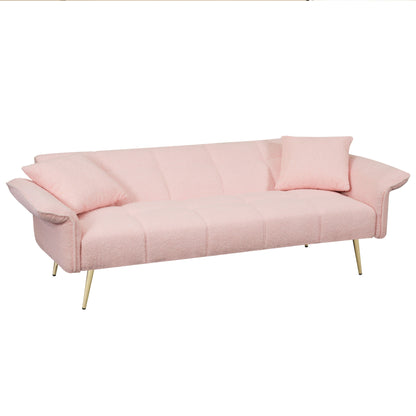 Canapé-lit futon convertible en polaire rose