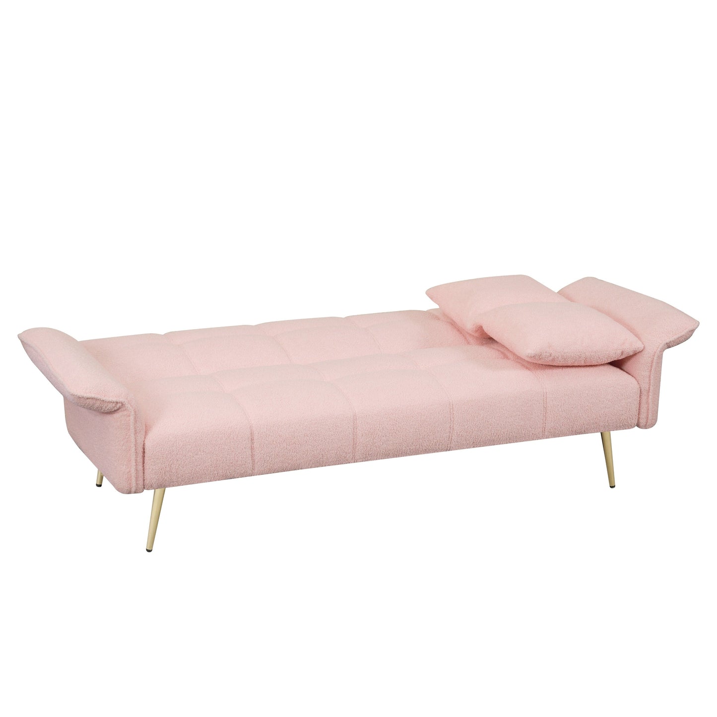 Canapé-lit futon convertible en polaire rose