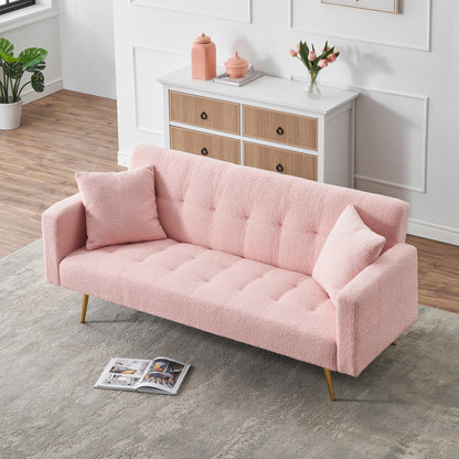 Canapé-lit convertible en polaire rose Teddy