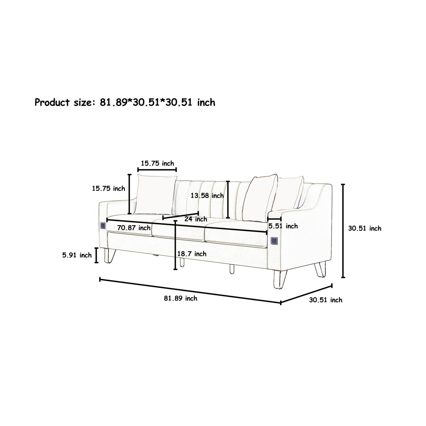 Canapé 3 places en velours rose avec touches dorées