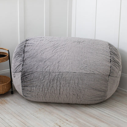 Pouf causeuse en fausse fourrure - 64 - Gris loup