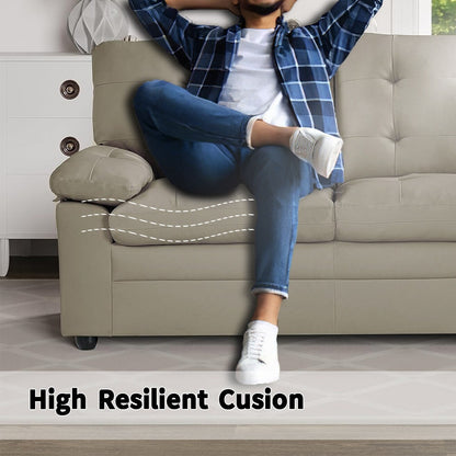 Causeuse rembourrée en peluche avec similicuir, dossier capitonné et accoudoirs rembourrés - Siège confortable pour le salon ou la salle familiale.