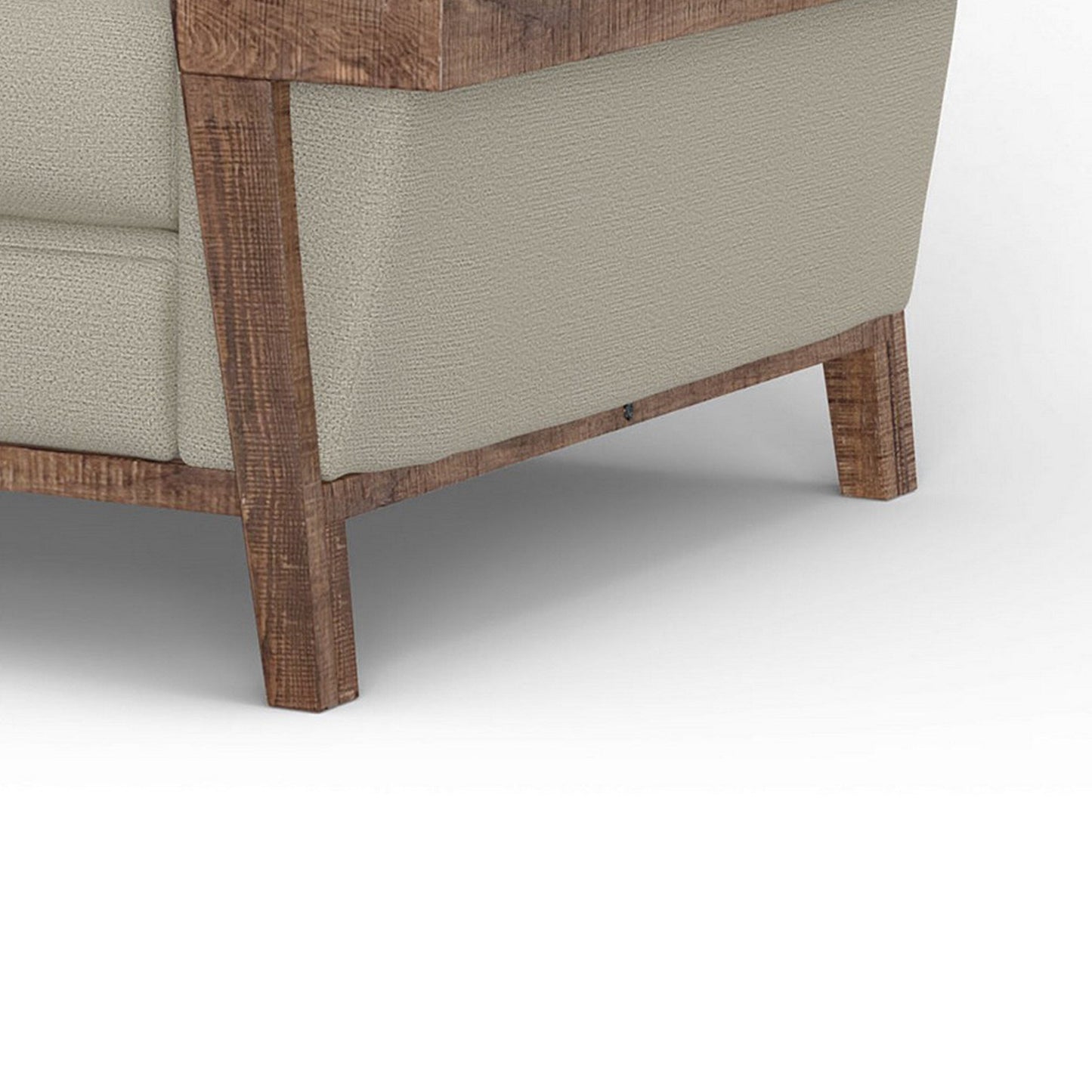 Canapé Pola, polyester gris amande, coussins en mousse, pin massif, 240 cm