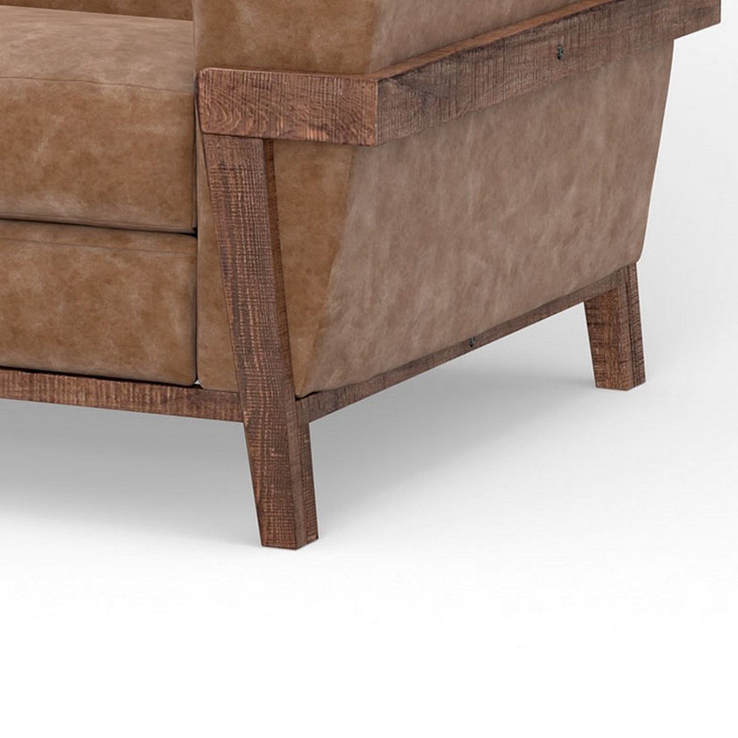 Canapé Pola, similicuir marron cognac, mousse, pin massif, 240 cm