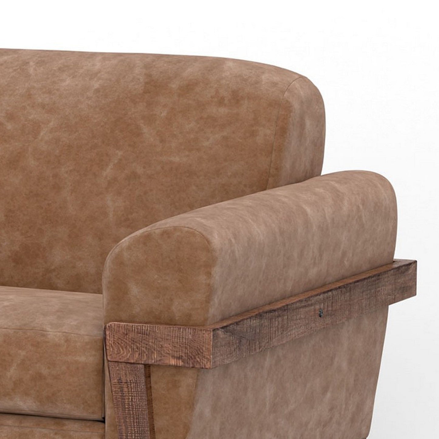 Canapé Pola, similicuir marron cognac, mousse, pin massif, 240 cm