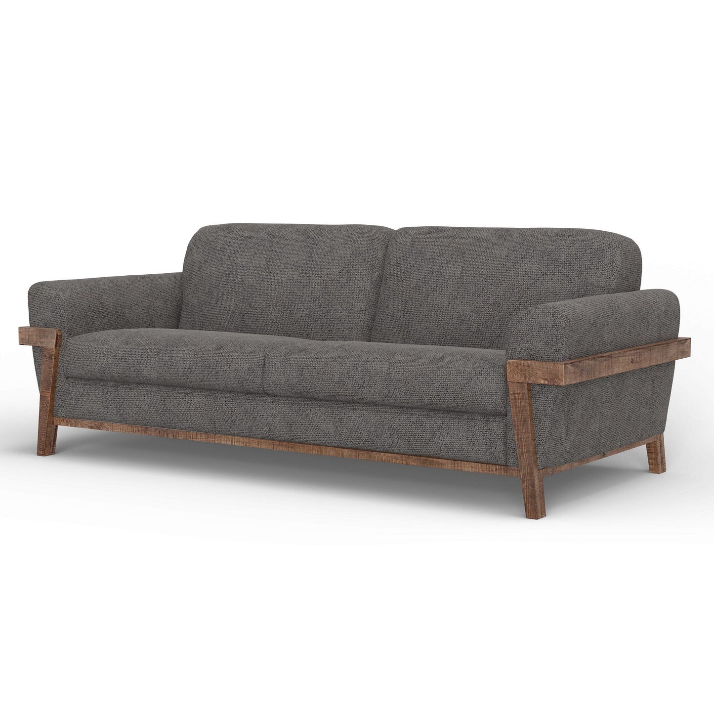 Canapé Pola, polyester gris fer, coussins en mousse, pin massif, 240 cm