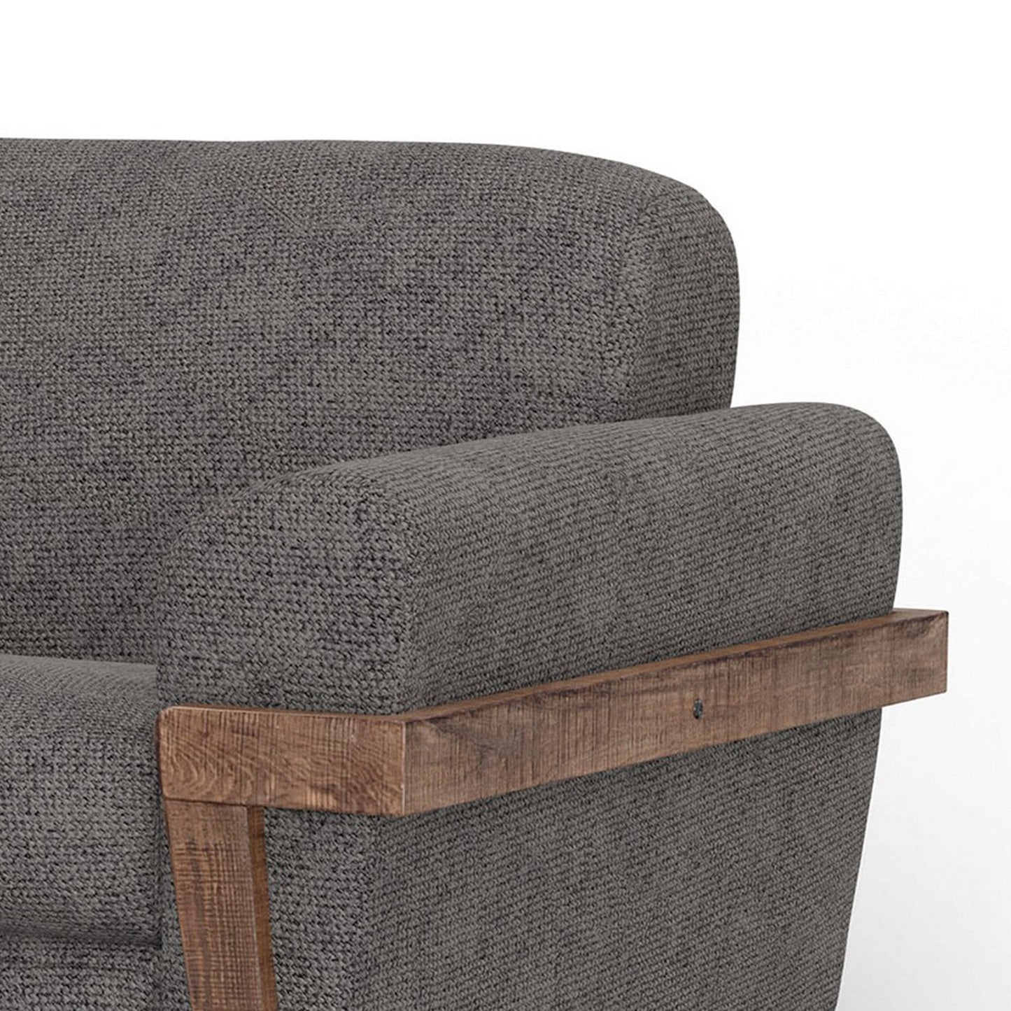 Canapé Pola, polyester gris fer, coussins en mousse, pin massif, 240 cm