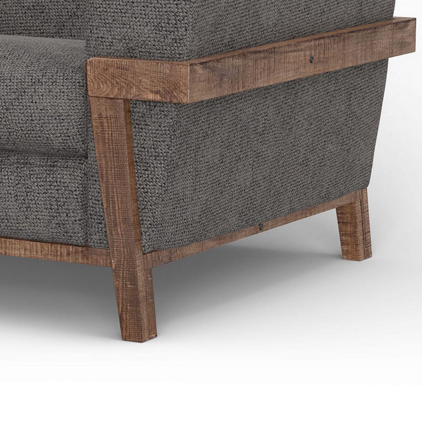 Canapé Pola, polyester gris fer, coussins en mousse, pin massif, 240 cm