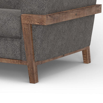 Canapé Pola, polyester gris fer, coussins en mousse, pin massif, 240 cm