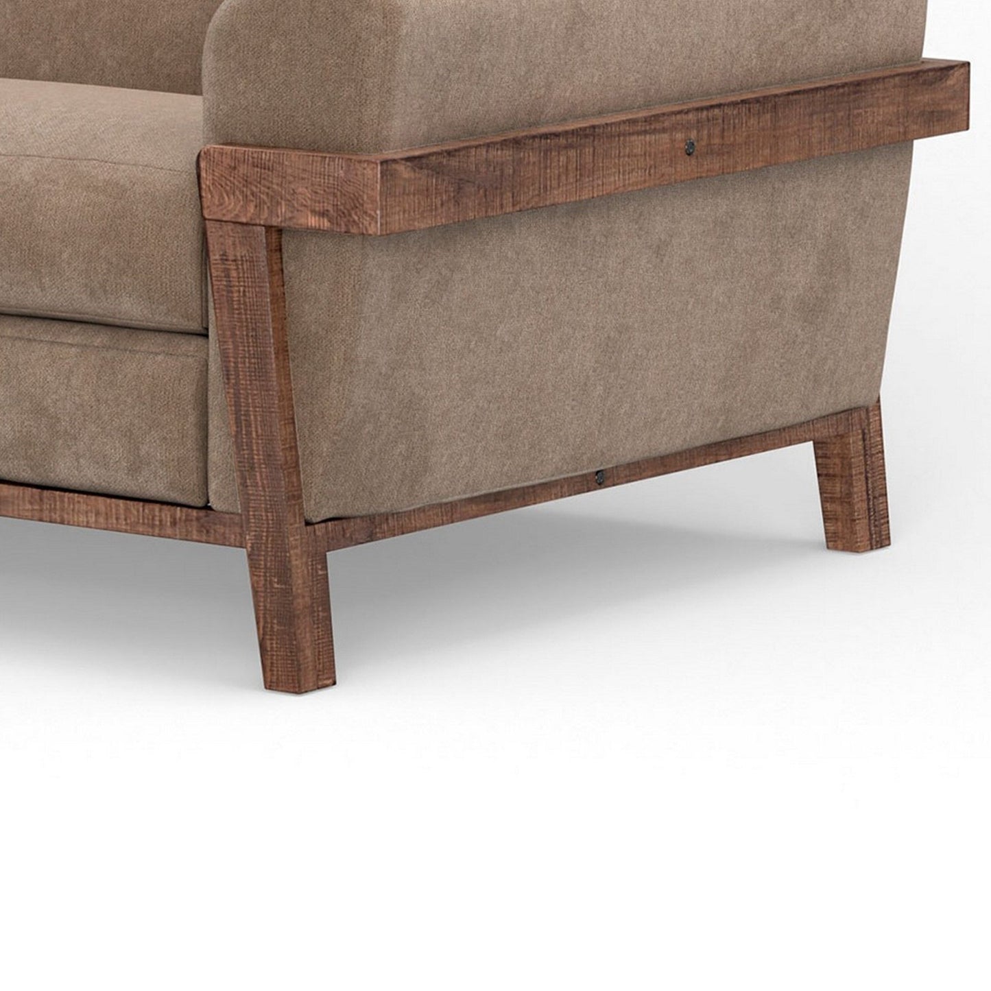 Canapé Pola, polyester marron clair, coussins en mousse, pin massif, 240 cm