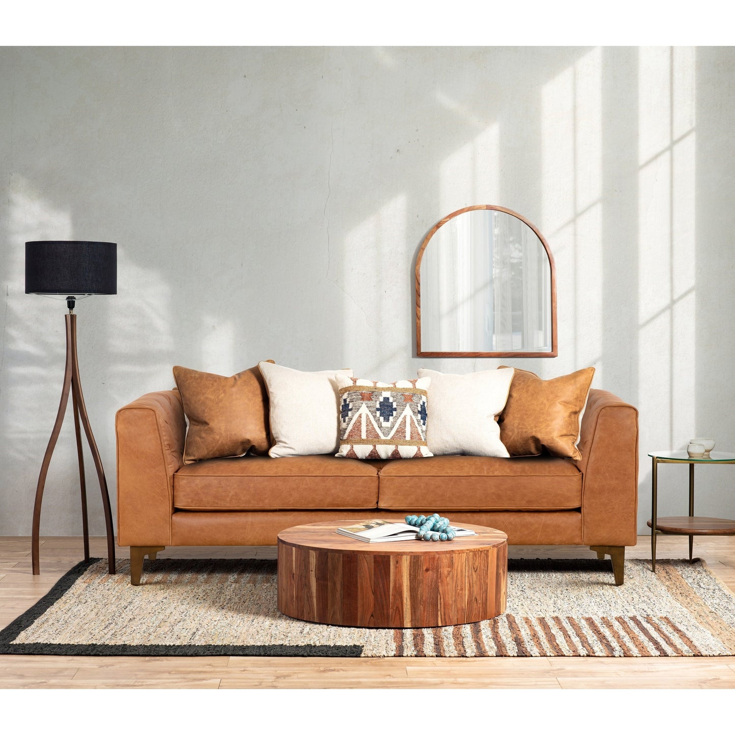 Canapé d'appartement Poly &amp; Bark Essex 74 - Cuir italien véritable pleine fleur