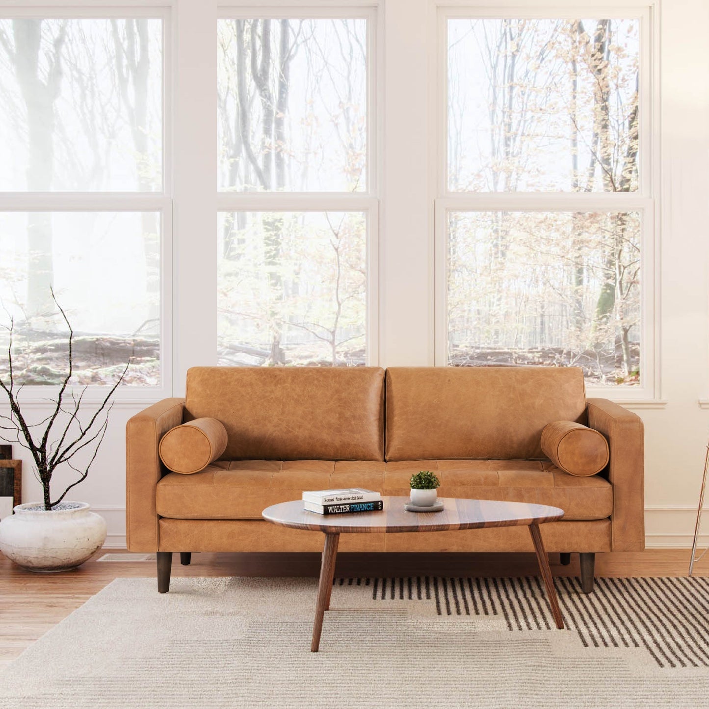 Canapé d'appartement Poly &amp; Bark Napa 72 - Cuir italien véritable pleine fleur