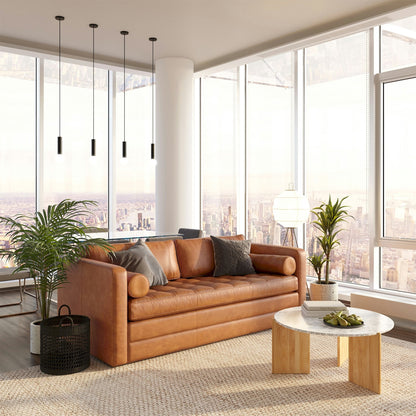 Canapé-lit convertible gigogne en cuir Napa 82 de Poly &amp; Bark - Cuir italien véritable pleine fleur