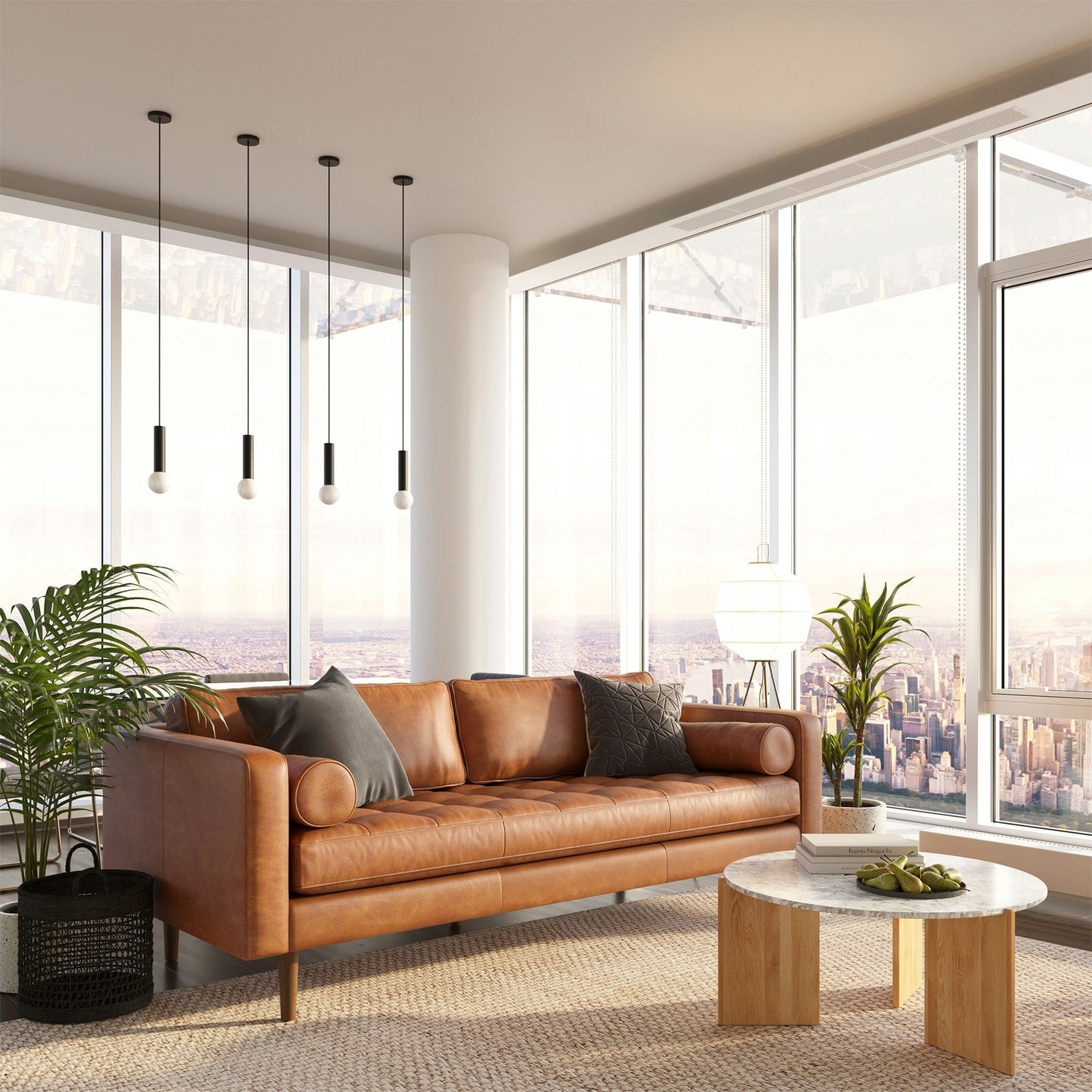 Canapé Poly &amp; Bark Napa 88.5 - Cuir italien véritable