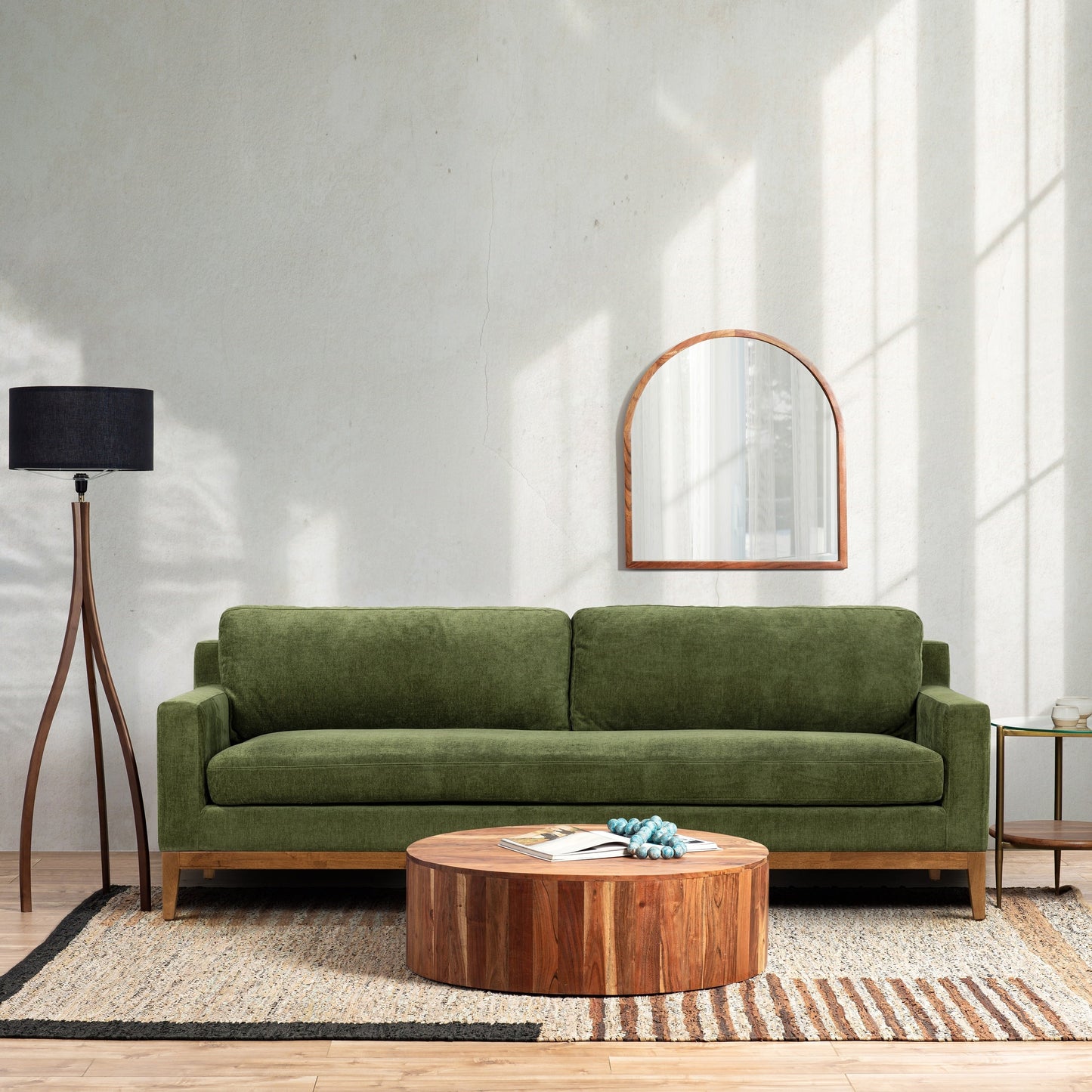 Canapé Poly &amp; Bark Zyon 90 en velours vert vieilli