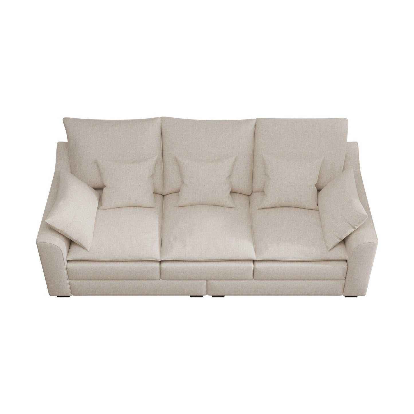 Canapé 3 places en polyester avec coussins et pieds en bois