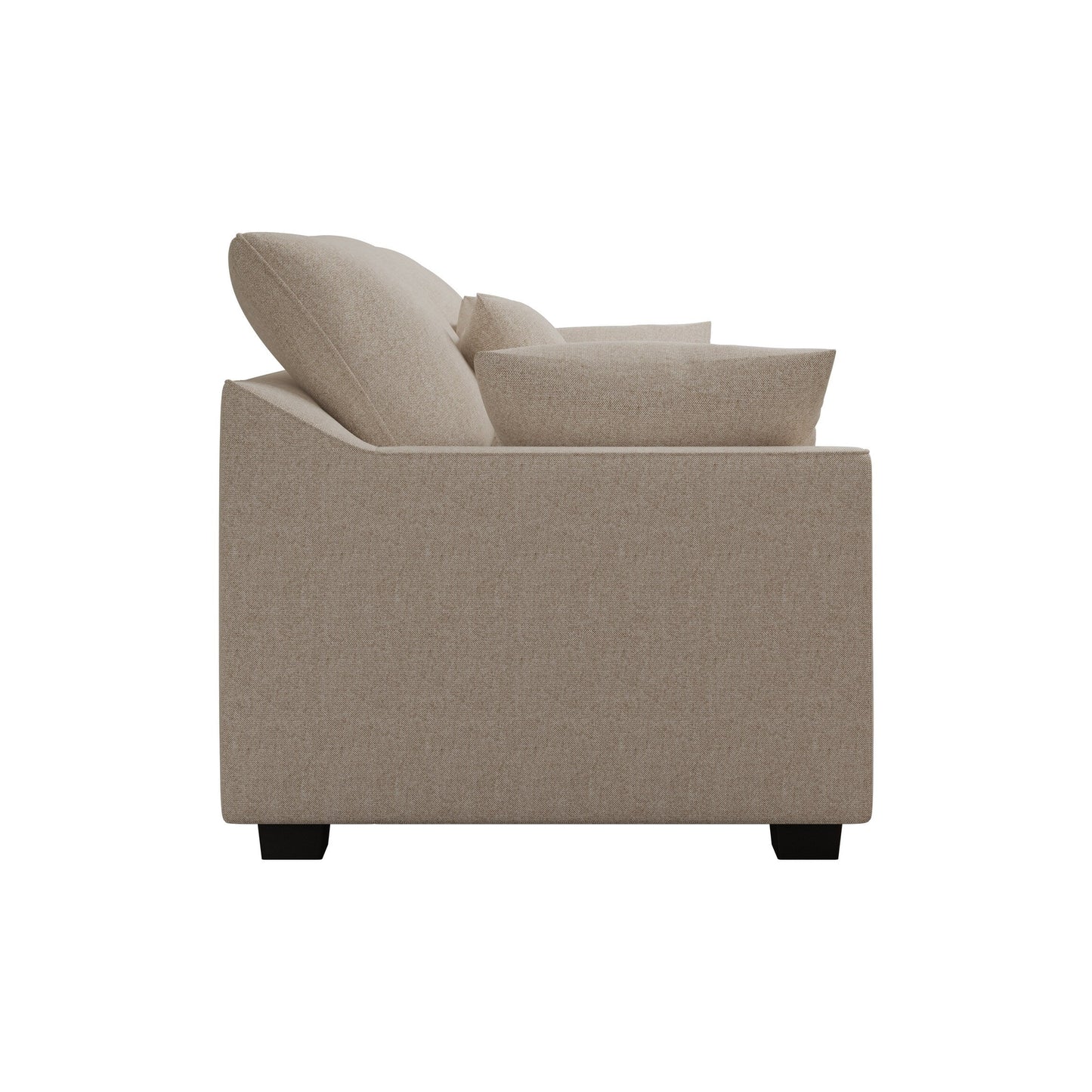 Canapé 3 places en polyester avec coussins et pieds en bois