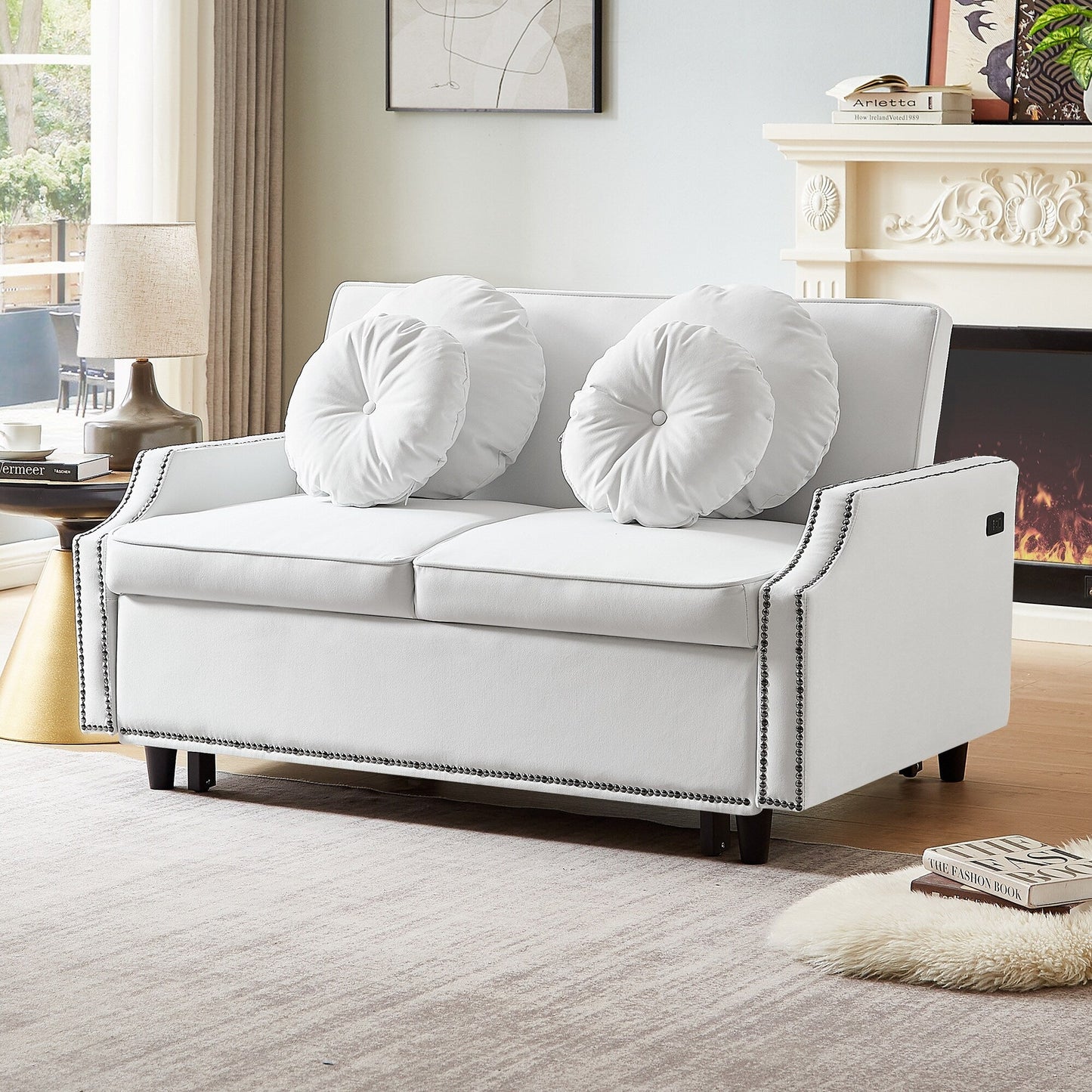 Canapé-lit réglable en polyester avec ports USB