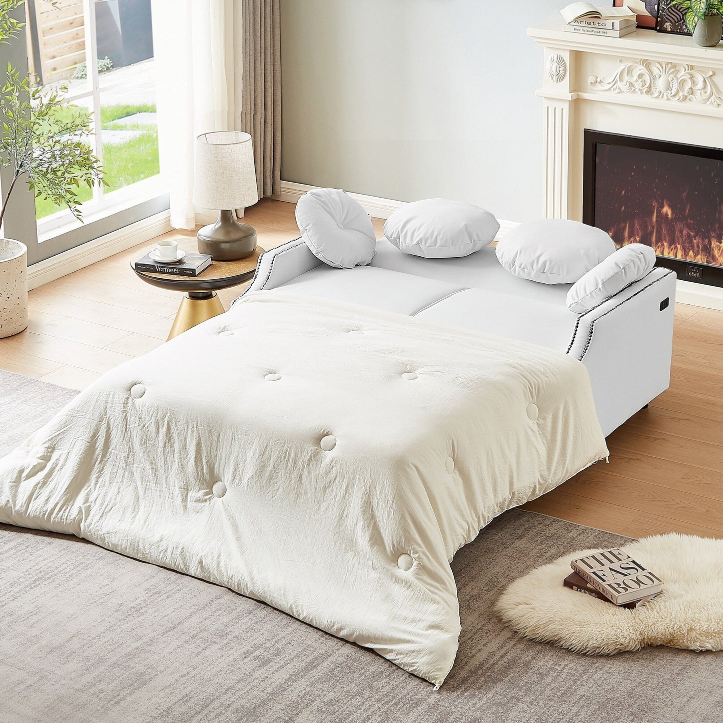 Canapé-lit réglable en polyester avec ports USB