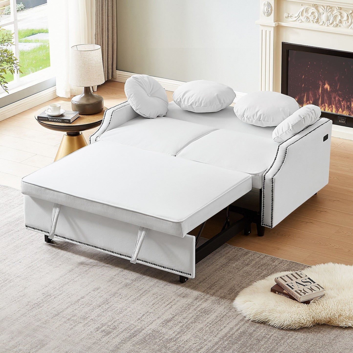 Canapé-lit réglable en polyester avec ports USB