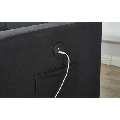 Canapé sectionnel en lin, chaise longue réversible avec lit gigogne