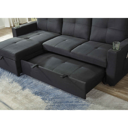 Canapé sectionnel en lin, chaise longue réversible avec lit gigogne