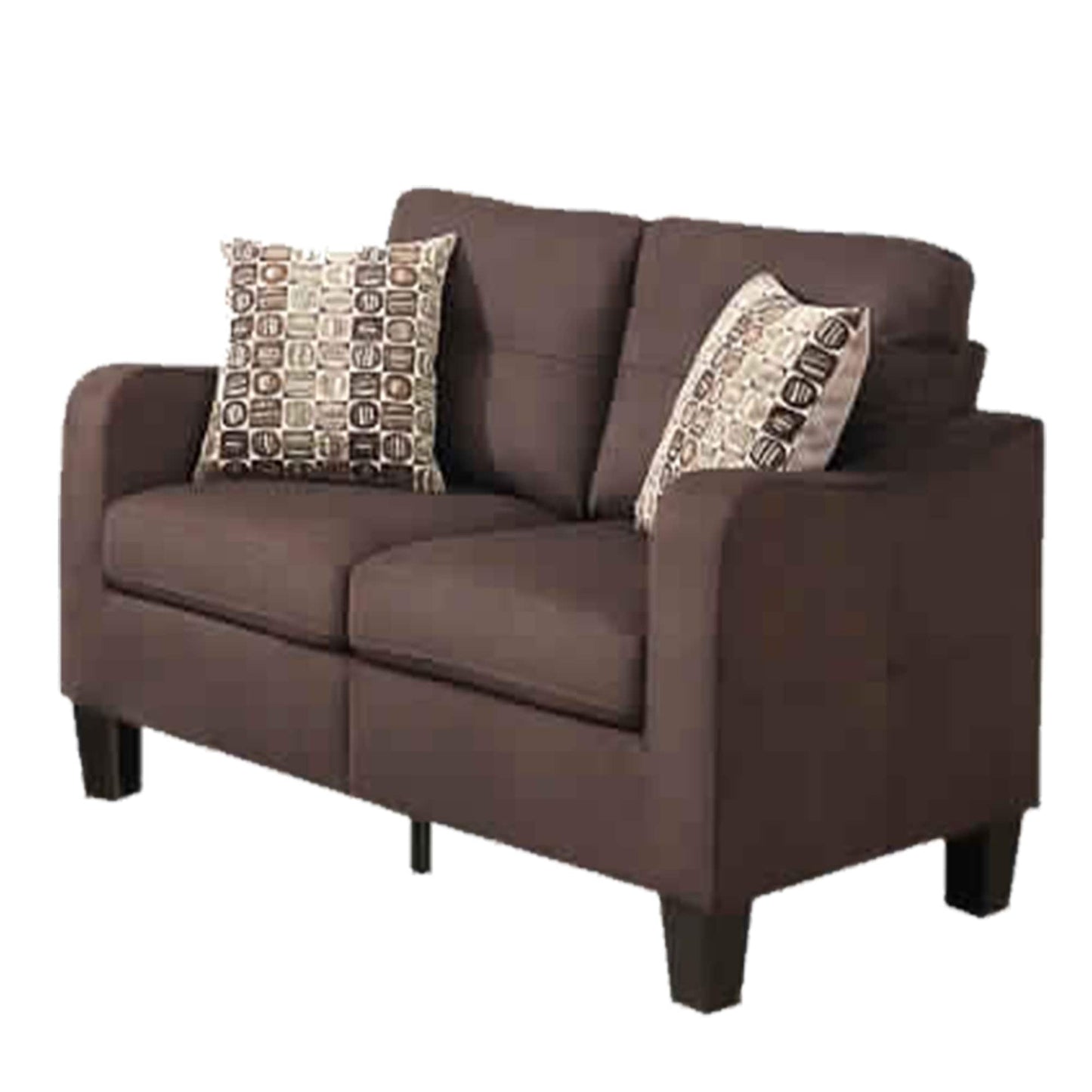 Ensemble de canapé 2 pièces en polyfibre avec coussins décoratifs marron