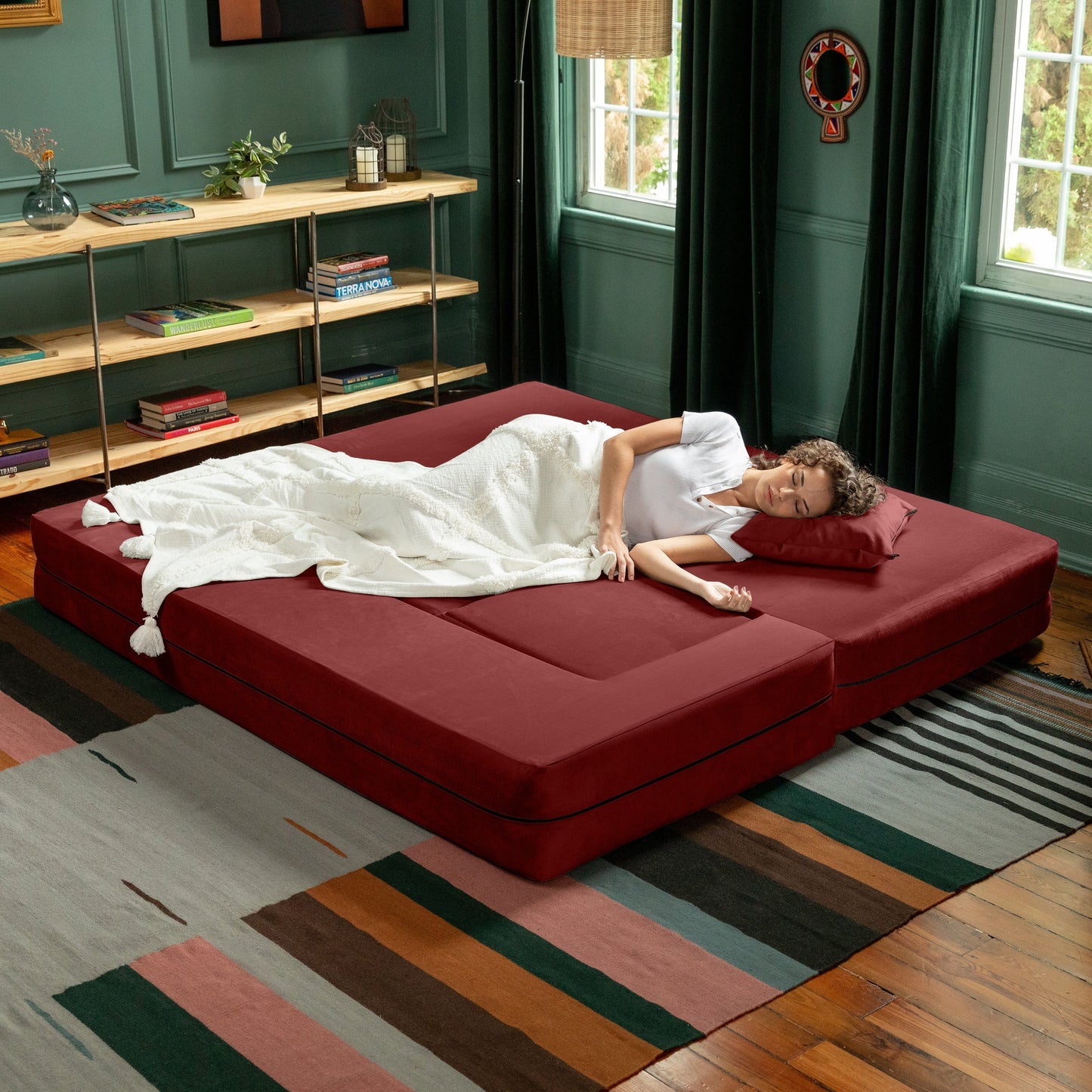 Canapé-lit convertible California King et poufs Porch &amp; Den