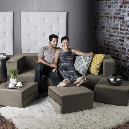 Canapé-lit convertible California King et poufs Porch &amp; Den