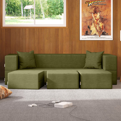 Canapé-lit convertible California King et poufs Porch &amp; Den