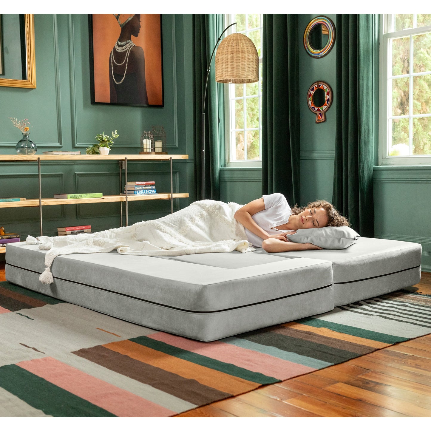 Canapé-lit convertible California King et poufs Porch &amp; Den