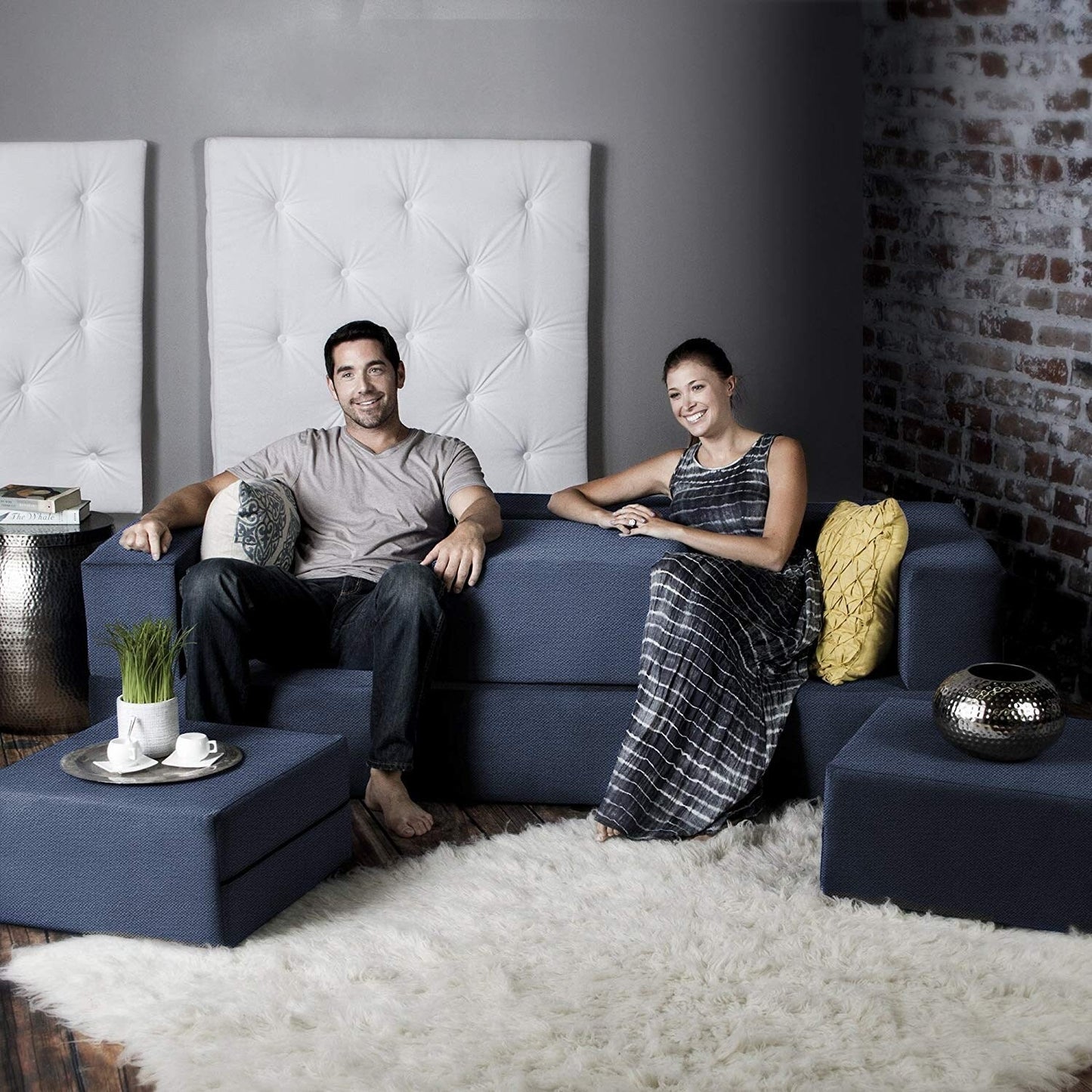 Canapé-lit convertible California King et poufs Porch &amp; Den