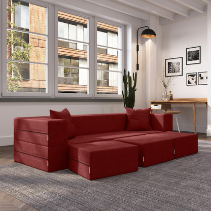 Canapé-lit convertible California King et poufs Porch &amp; Den