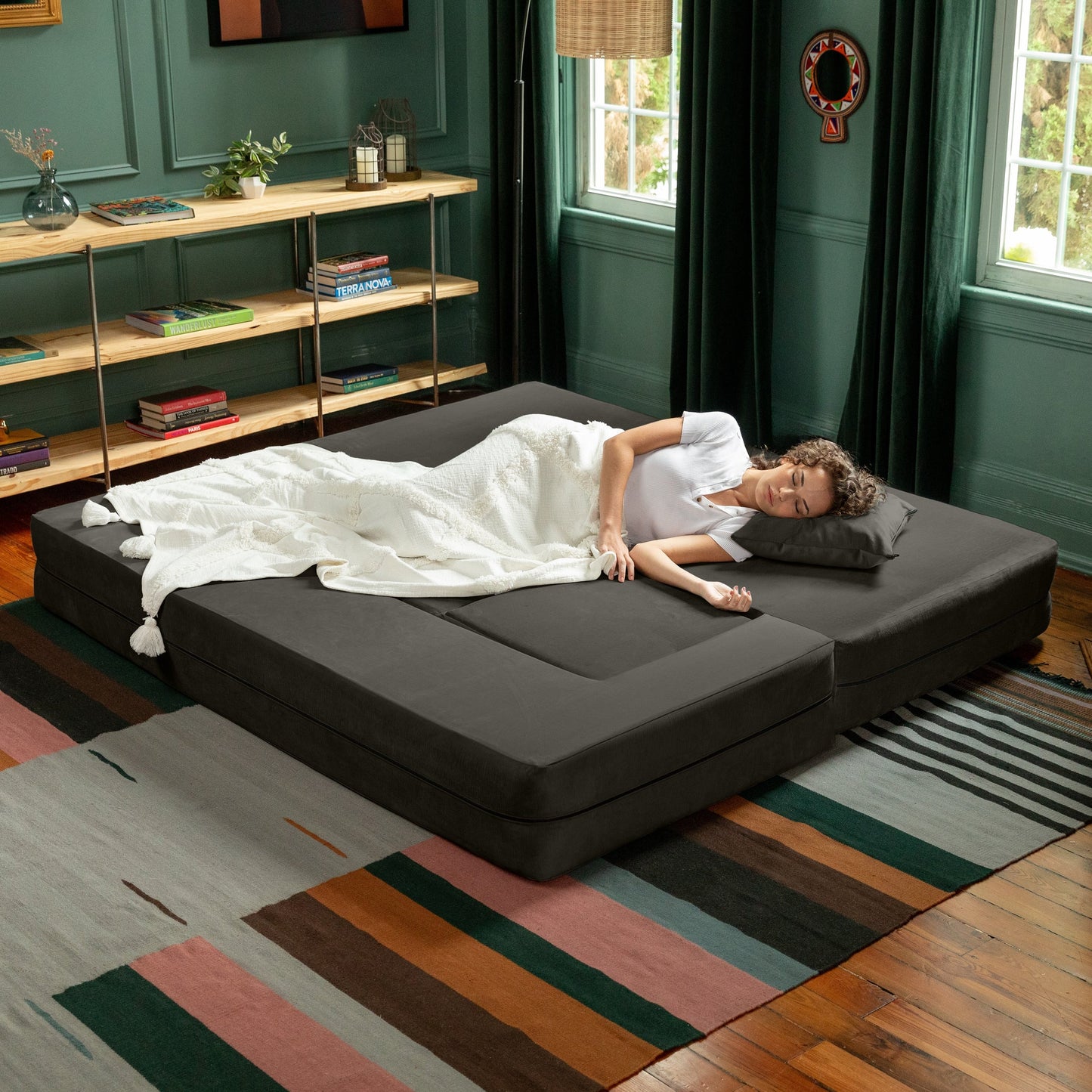 Canapé-lit convertible California King et poufs Porch &amp; Den