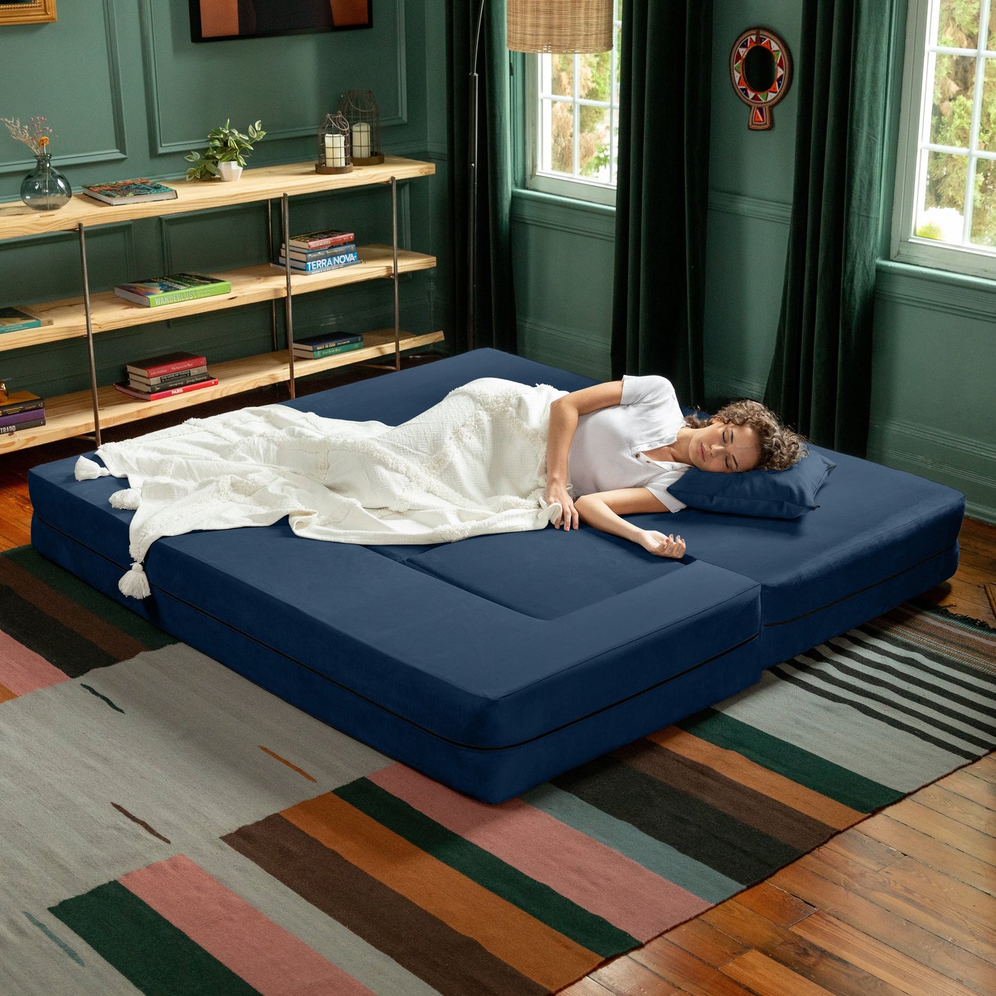 Canapé-lit convertible California King et poufs Porch &amp; Den