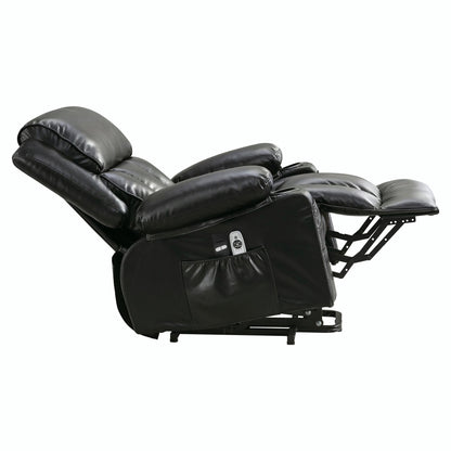 Fauteuil de massage électrique avec fonctions chauffantes et vibrantes, cuir polaire et port USB
