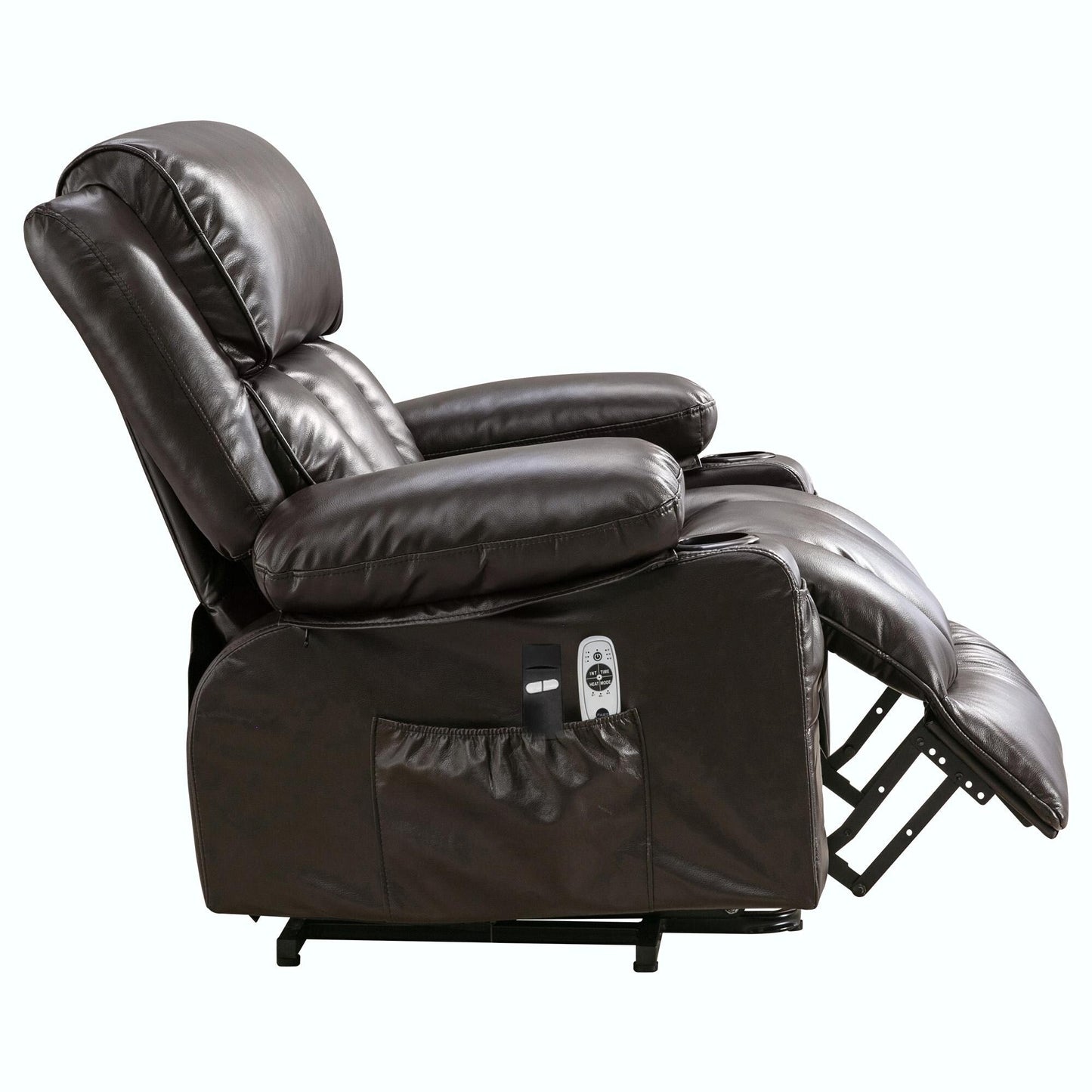 Fauteuil de massage électrique avec fonctions chauffantes et vibrantes, cuir polaire et port USB