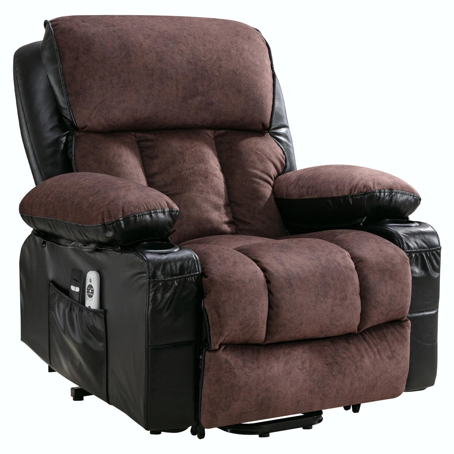 Fauteuil de massage électrique avec fonctions chauffantes et vibrantes, cuir polaire et port USB