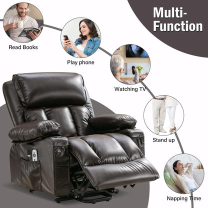Fauteuil de massage électrique avec fonctions chauffantes et vibrantes, cuir polaire et port USB