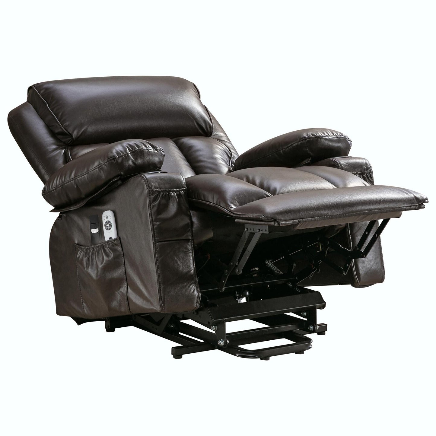 Fauteuil de massage électrique avec fonctions chauffantes et vibrantes, cuir polaire et port USB